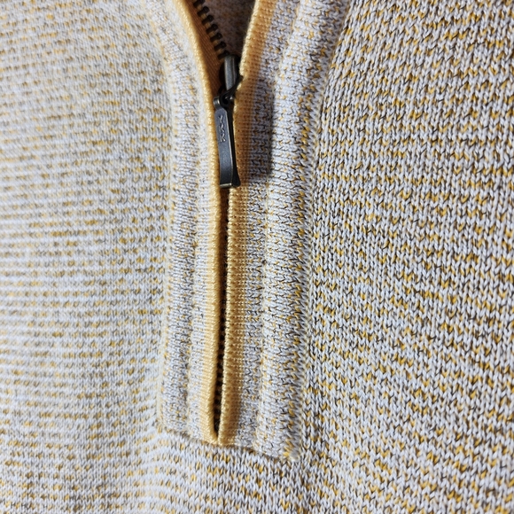 Vintage Mens Cream And Yellow Zip Up  Collar Sweater Size Med Made In USA - Picture 8 of 9
